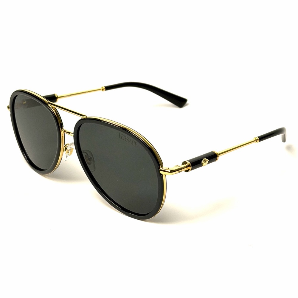 Versace Mod 2260 1002/87 Black Gold Aviator Pilot Authentic New - Picture 8 of 13